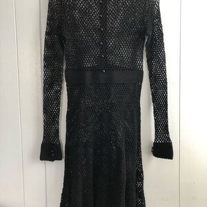 Betsey Johnson RARE y2k Black Crochet 100% Cotton Dress Size M